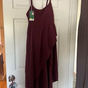 HALARA Maroon Asymmetrical High-Low Sundress